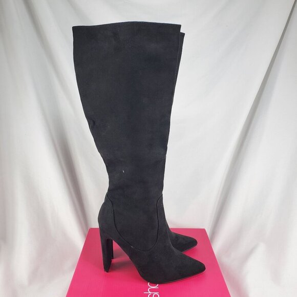 Shoe Dazzle Shoes - ❤Shoedazzle Women's Black Suede Evelina Knee High Boots Heeled Side Zip Size 7.5